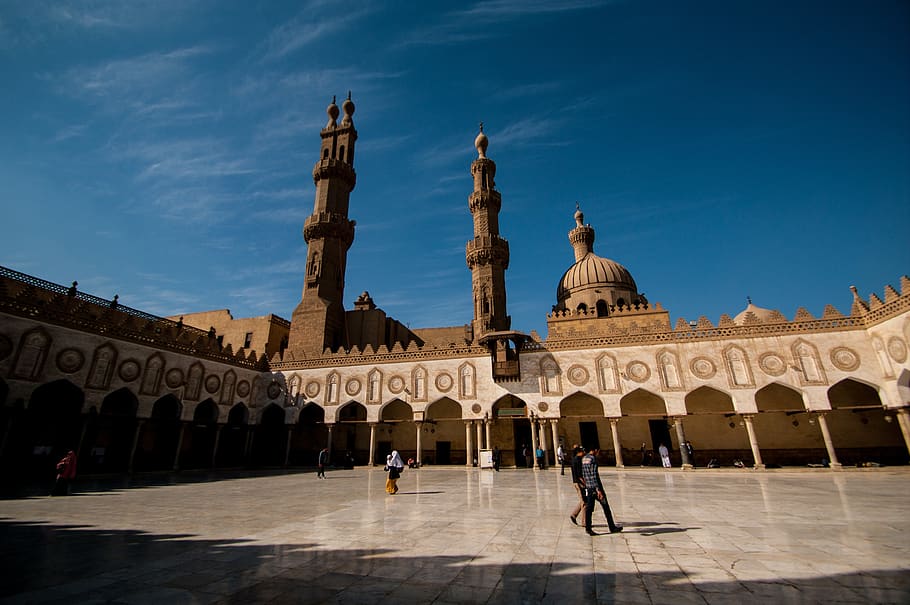 HD wallpaper: gray and white concrete building with tower, al azhar, mosque  | Wallpaper Flare