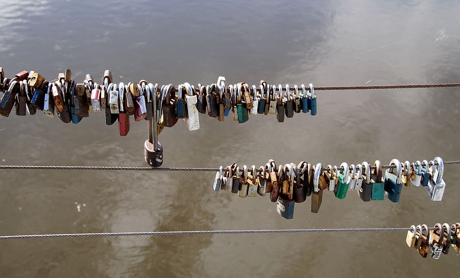locks, padlocks, mansions, love, in love, river, friendship HD wallpaper