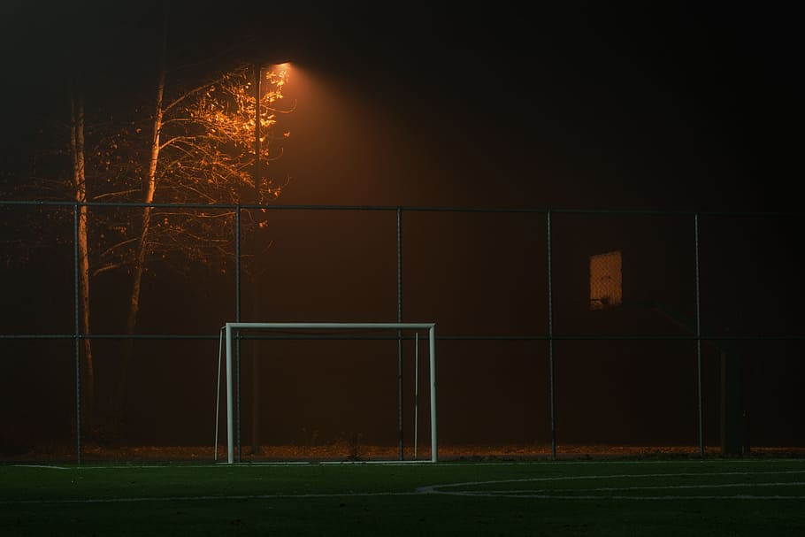 HD wallpaper: Soccer Goal Net, dark, field, football, light, night, soccer  field | Wallpaper Flare