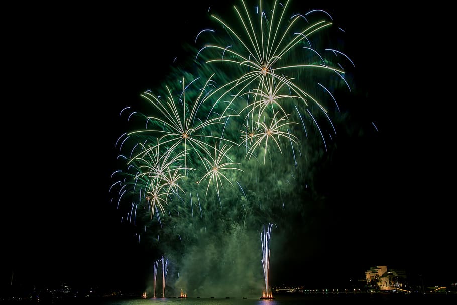 australia, canberra, night, firework, illuminated, firework display HD wallpaper