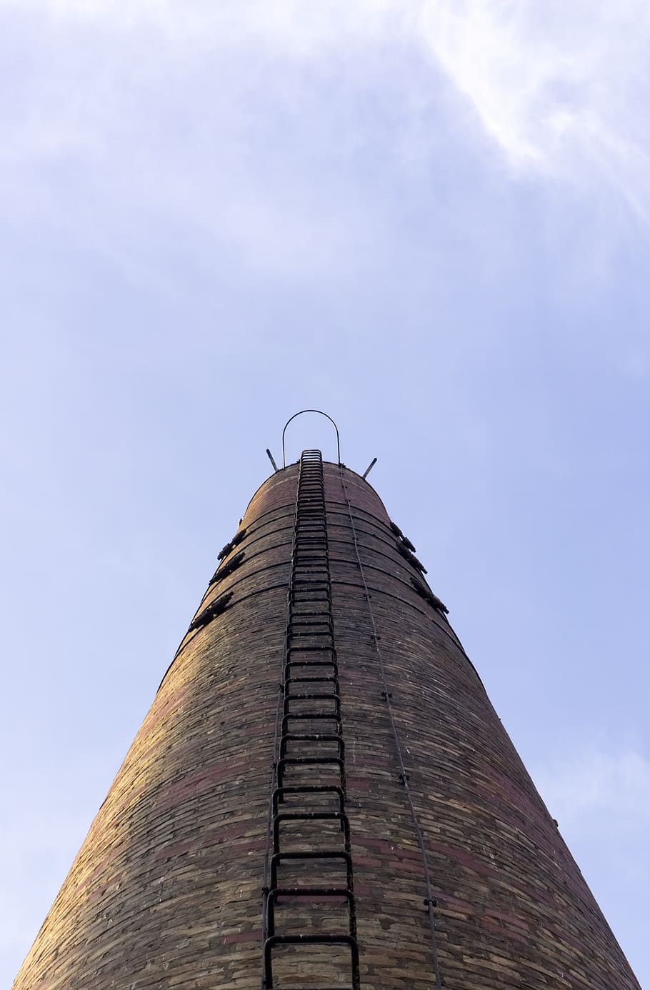 tower, chimney, head, climb, sky, brick, round, industry, environment HD wallpaper