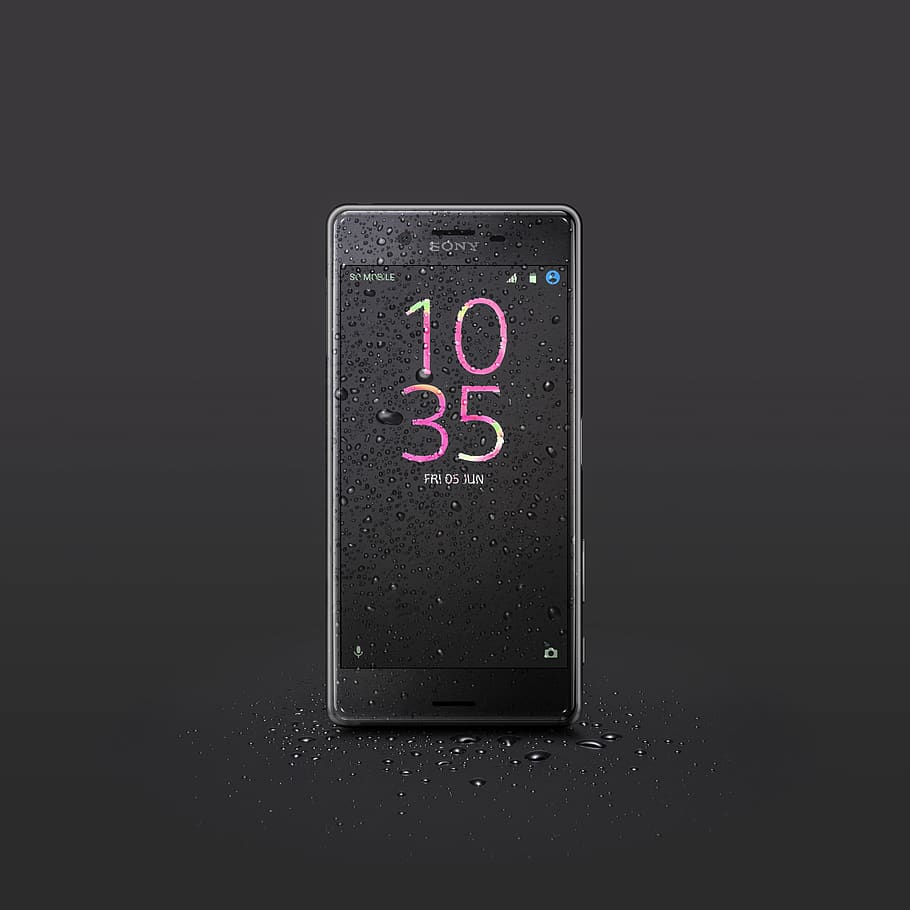 Hd Wallpaper Black Sony Android Smartphone With Water Drops Xperia Droplet Wallpaper Flare