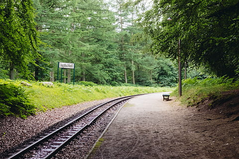 Jadgschloss train stop on Rugen island, autumn, background, bend HD wallpaper