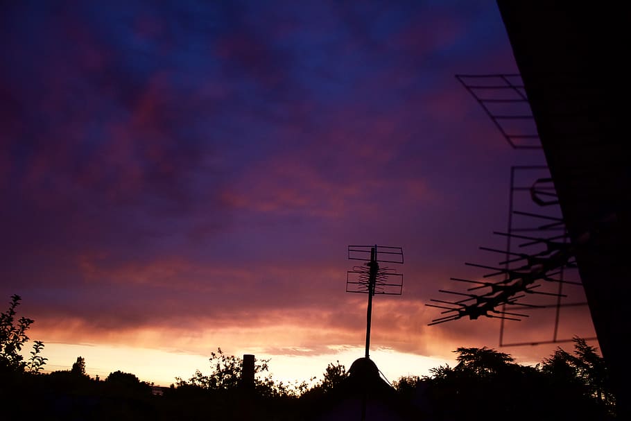 sunrise, cloud, sky, home, house, morning, sea, ocean, trees HD wallpaper