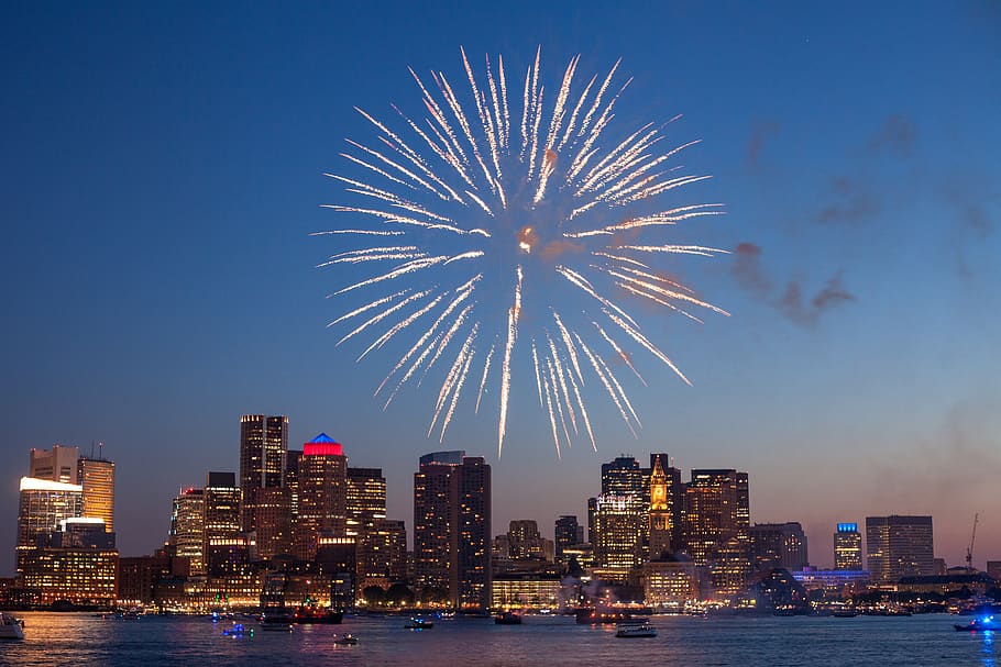 fireworks during night time, architecture, building exterior HD wallpaper