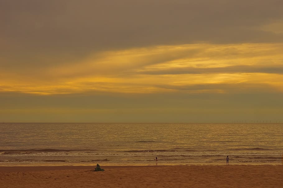 beach, sunset, sea, dom, water, ocean, sky, landscape, dusk HD wallpaper
