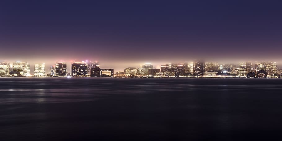cityscape by water, building exterior, architecture, built structure HD wallpaper