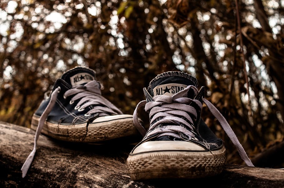 converse, all star, shoes, pair, shoelace, focus on foreground, HD wallpaper