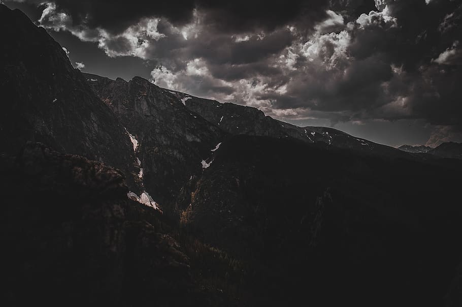 Photo Of Mountains, clouds, dark clouds, dramatic, landscape HD wallpaper