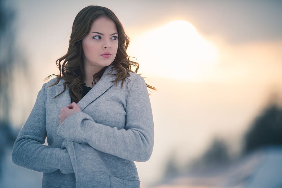 sunset, snow, cold, winter, portrait, canon, canon 5d, canon 135mm HD wallpaper