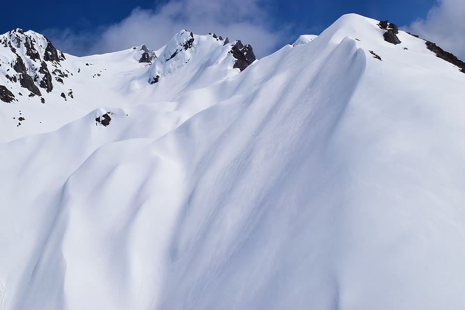 Snow Cover Mountain Slope, adventure, altitude, climb, clouds HD wallpaper