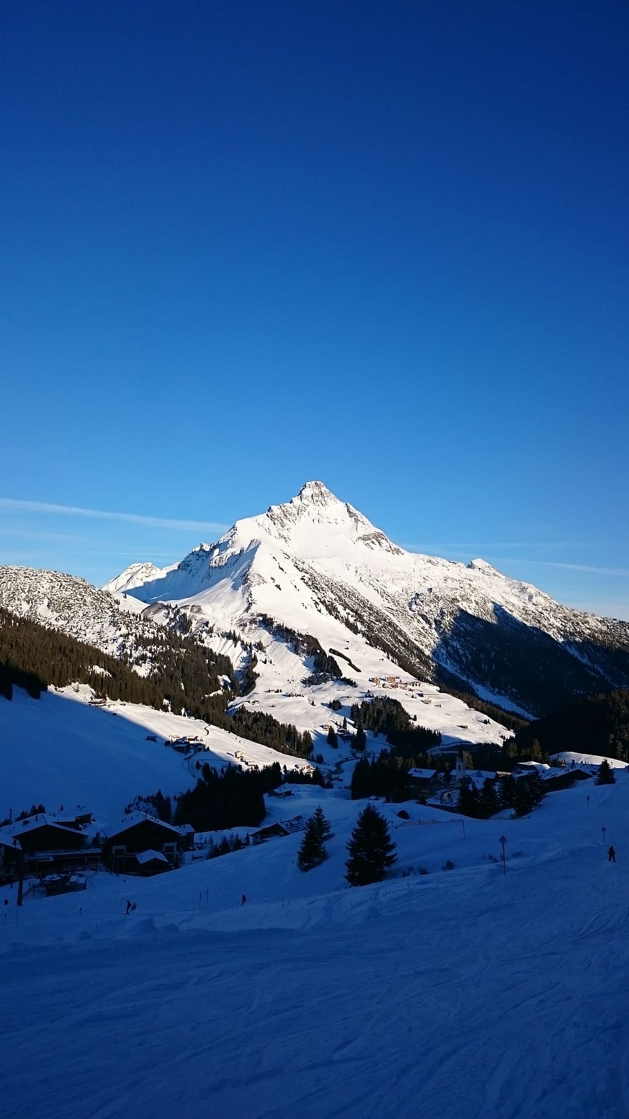 alpine, winter, mountains, snow, landscape, sky, cold, summit HD wallpaper