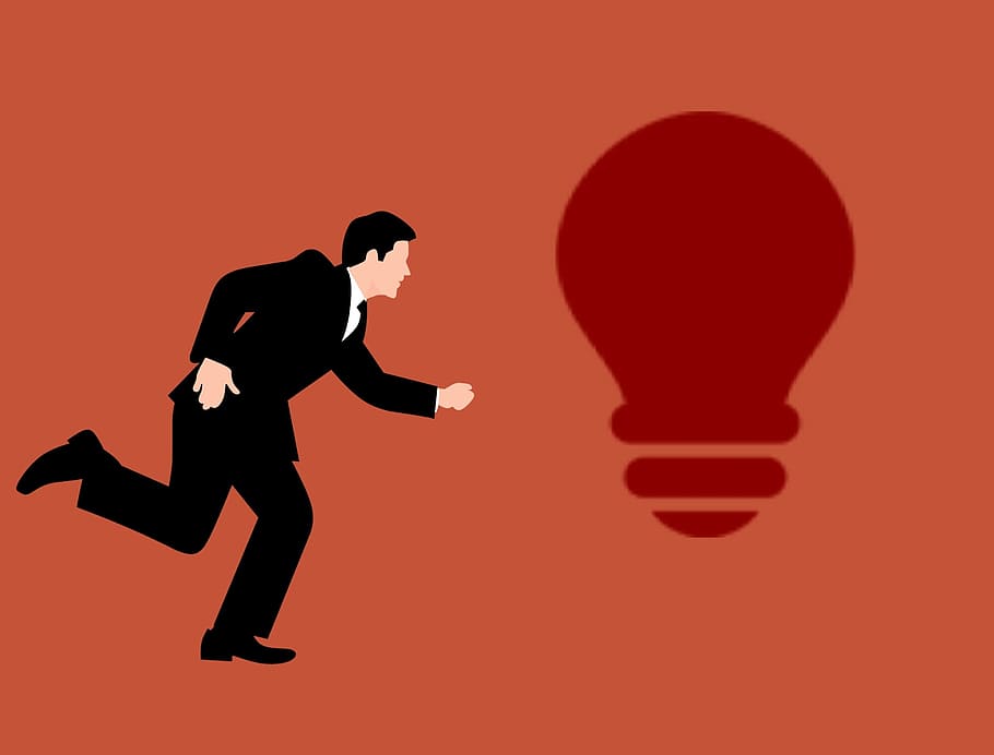 Businessman rushing to new ideas, creative, chasing, inspiration HD wallpaper