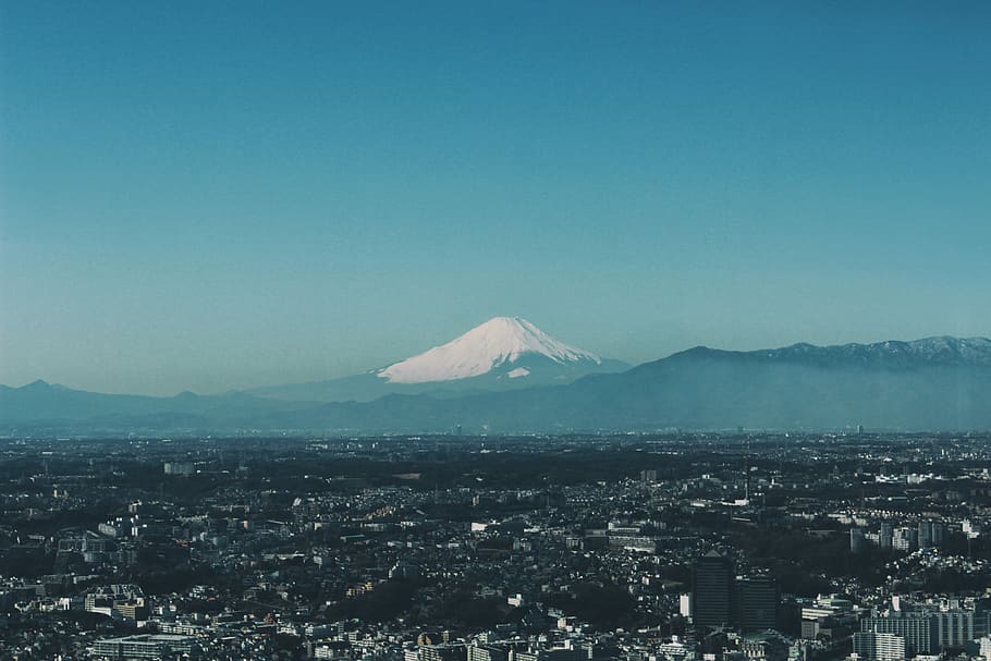 mount, fuji, mountain, clouds, blue, sky, japan, mt fuji, landscape, HD wallpaper