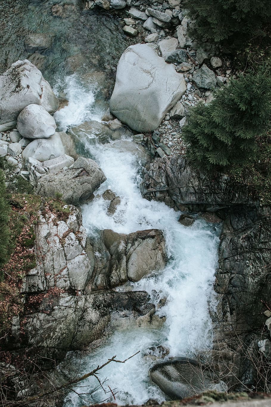 body of water in between rock formations, stone, forest, nature HD wallpaper