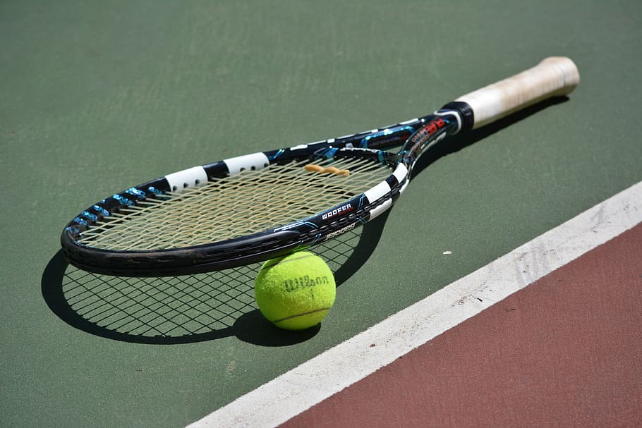 tennis, sport, racquet, ball, court, game, sports equipment, HD wallpaper