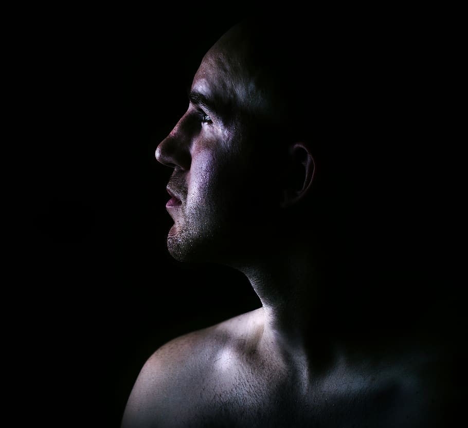 studio shot, black background, headshot, portrait, one person HD wallpaper