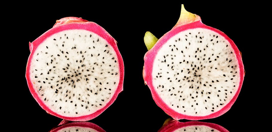 dragon fruit, isolated, on black background, studio shot, food and drink, HD wallpaper