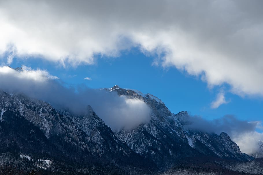 alps mountain under cumulus clouds, nature, outdoors, mountain range, HD wallpaper