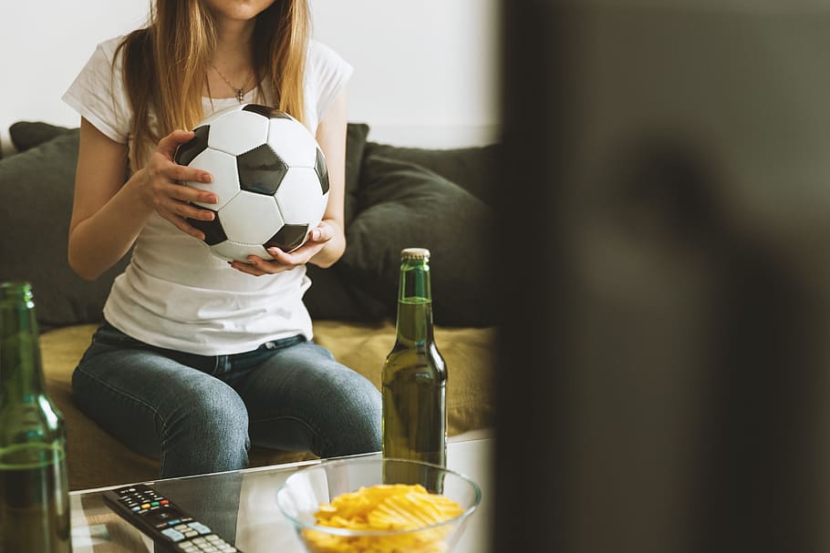Girl watching soccer match, food and drink, sitting, one person HD wallpaper