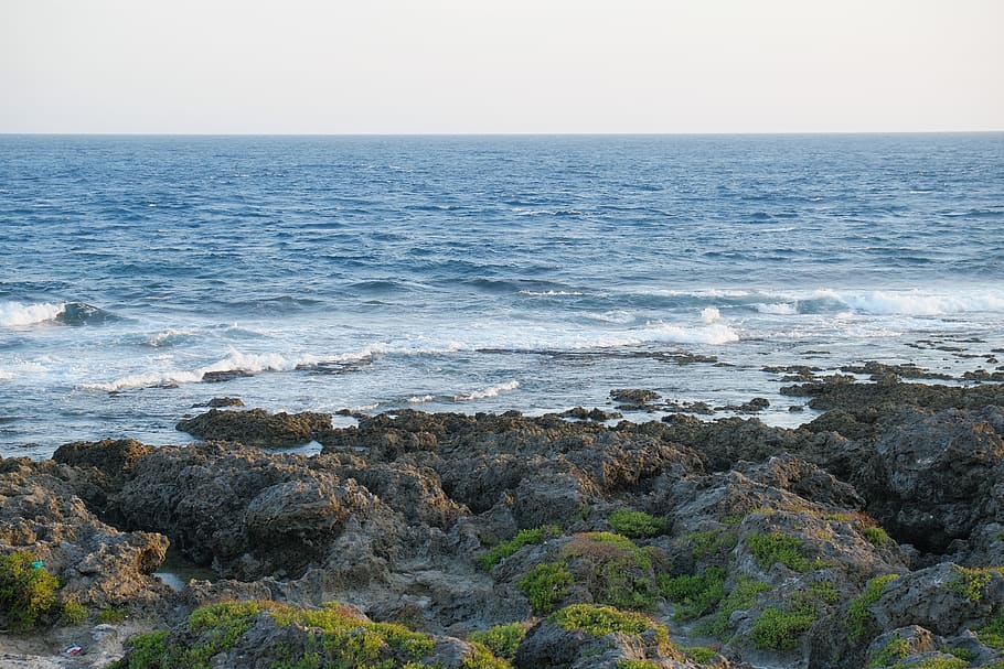 sea, butyl 墾, taiwan, the sea, blue day, landscape, water, HD wallpaper