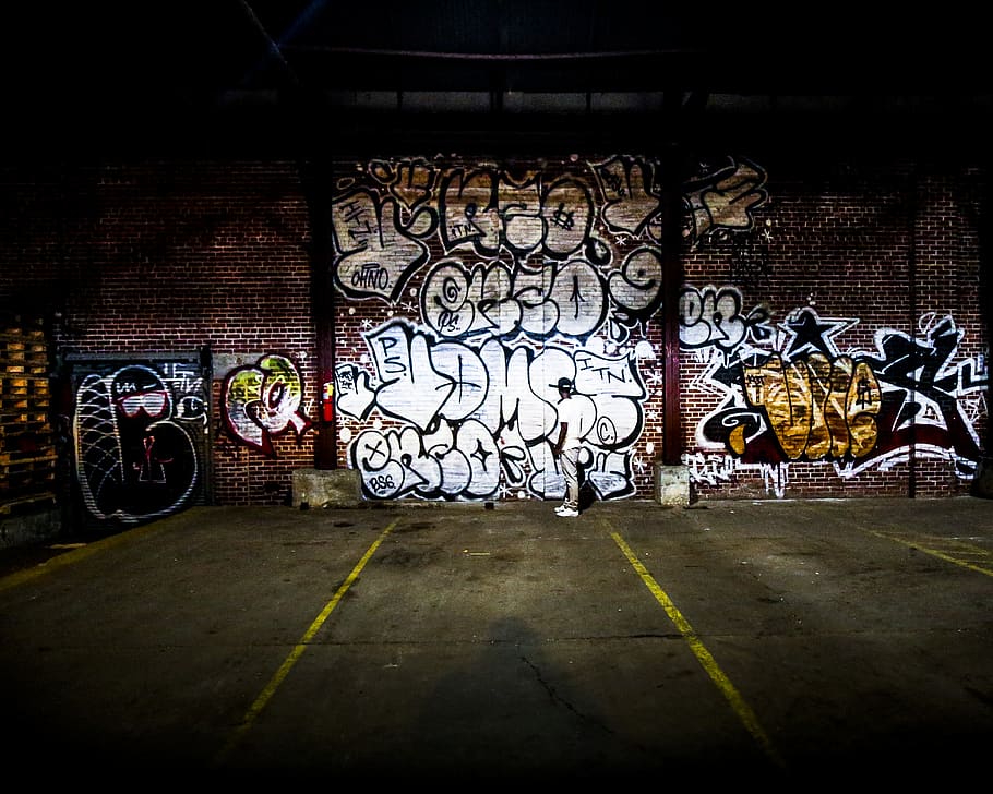 graffiti wall view, art, mural, painting, bicycle, bike, vehicle