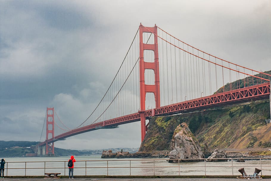 Golden Gate Bridge during daytime, human, person, building, san fransisco HD wallpaper