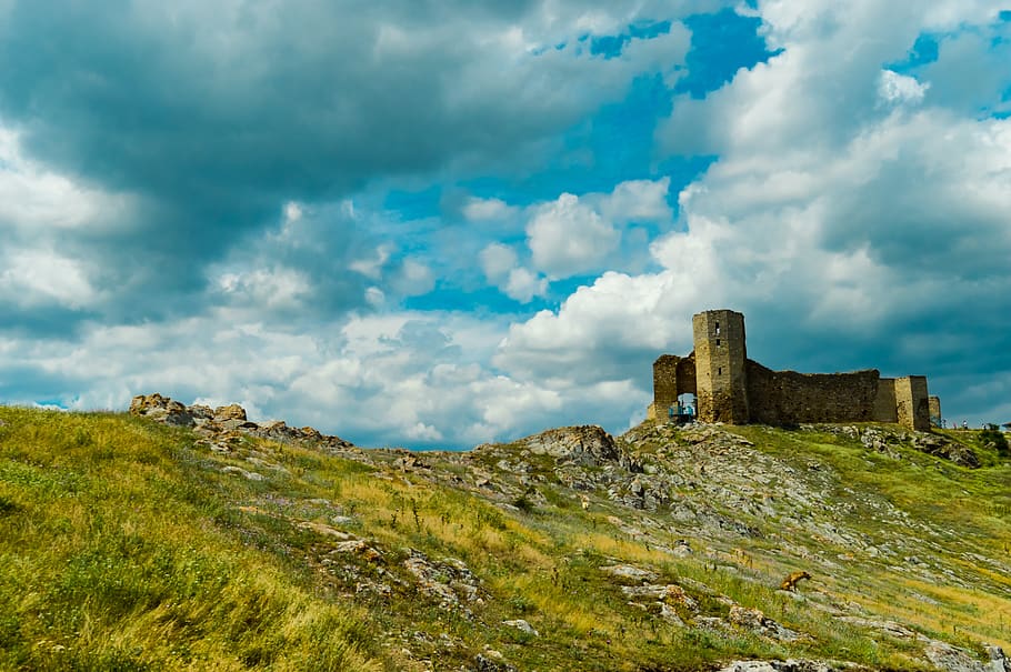 building, sky, enisala, dobrogea, green, history, summer, cloud - sky HD wallpaper