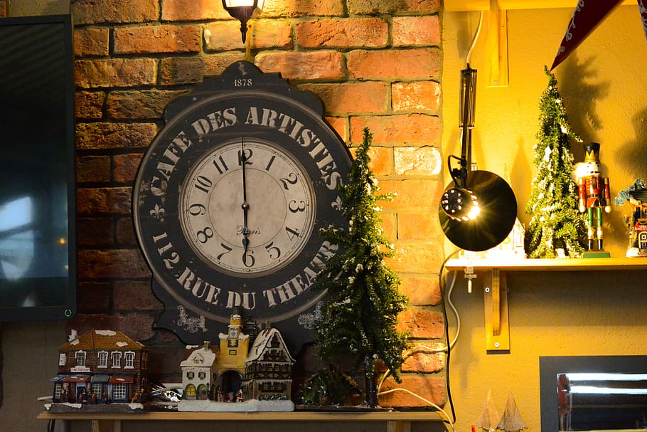 greece, kilkis, decor, design, clock, cafeteria, wall clock HD wallpaper