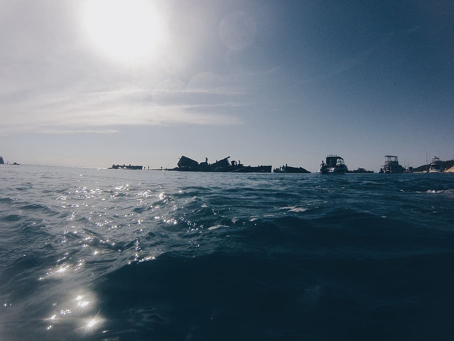 australia, mooloolaba, sea, shipwreck, water, sky, scenics - nature HD wallpaper