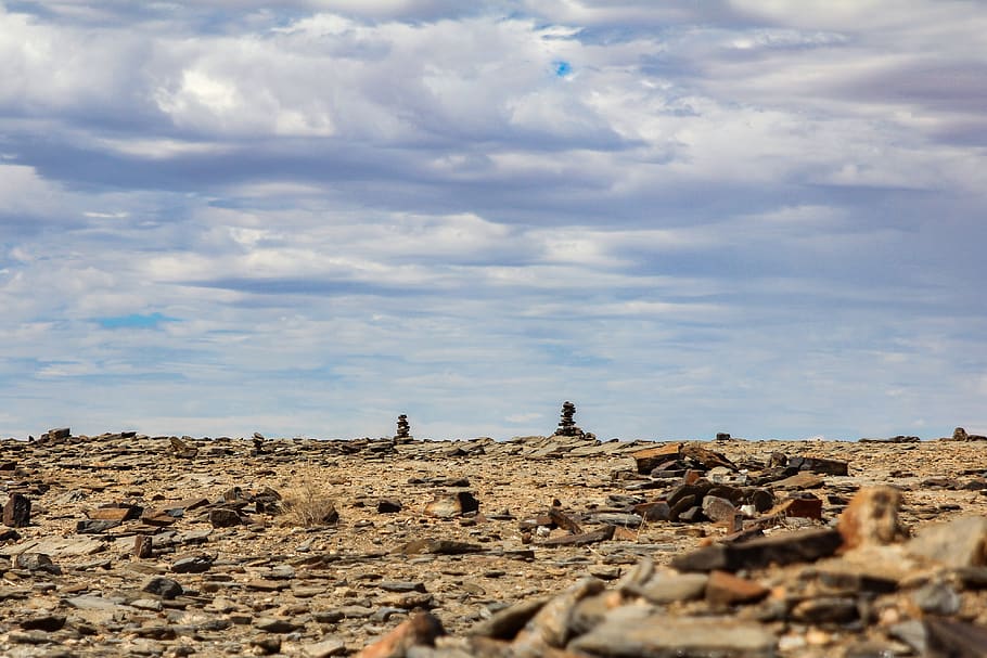 stones, arid, namibia, steppe, cloud - sky, land, nature, day HD wallpaper