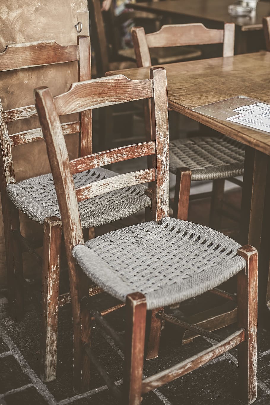 two gray ladderback chairs, seat, wood - material, absence, empty HD wallpaper
