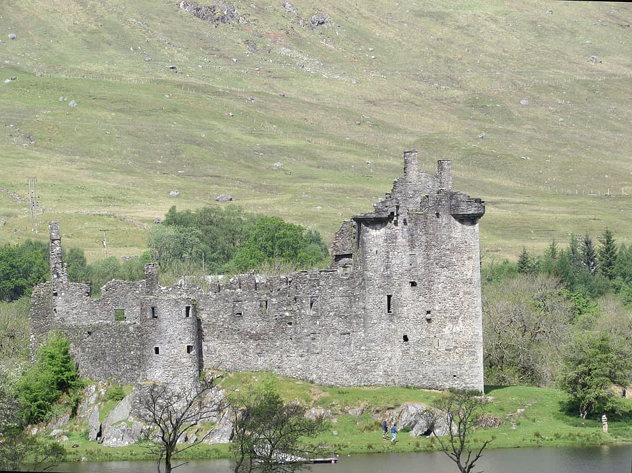 castle, building, architecture, fort, scotland, person, human, HD wallpaper