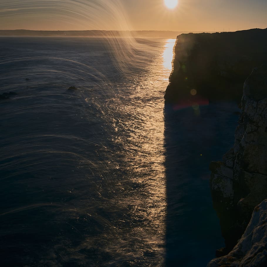 flare, light, sunlight, promontory, outdoors, nature, somewhere in portugal HD wallpaper