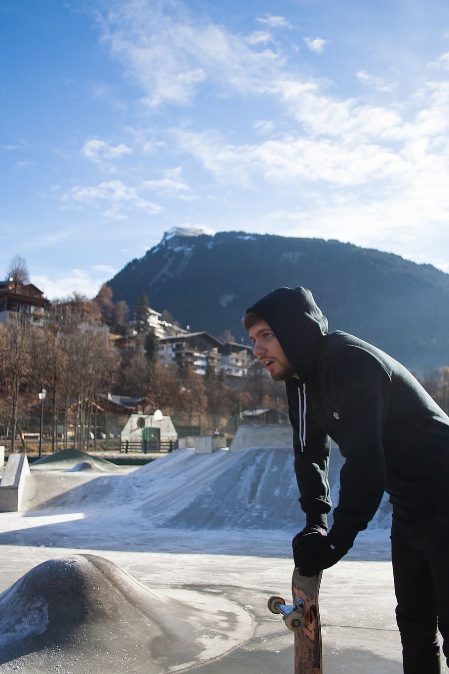 mountain, snow, cold, zing, skateboard, winter, one person HD wallpaper