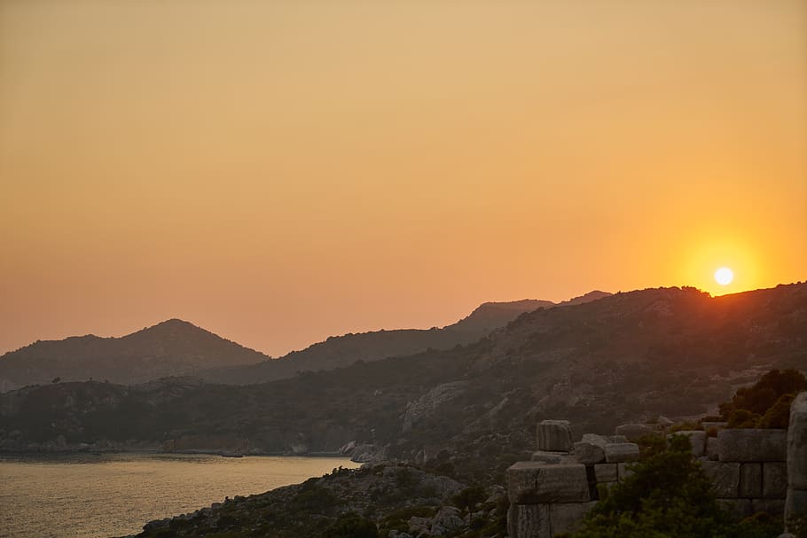 sunset, landscape, yellow, romantic, hot, summer, solar, sky HD wallpaper