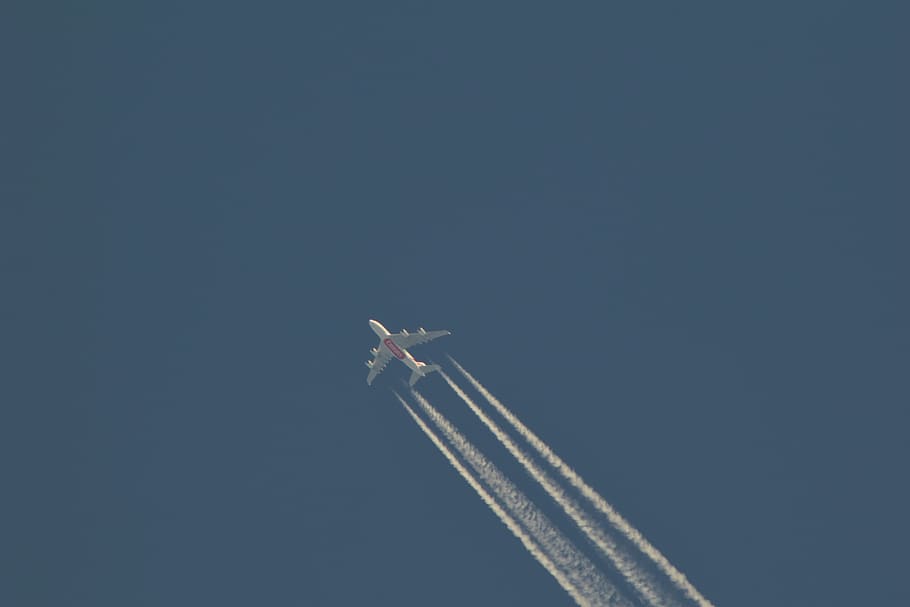 airplane, sky, emirates, a380, air vehicle, flying, transportation HD wallpaper