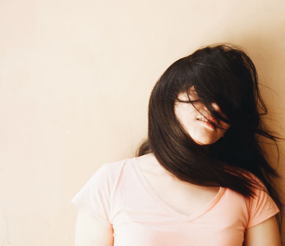 hair, shadow, hide, invisible, model, portrait, wall, face HD wallpaper