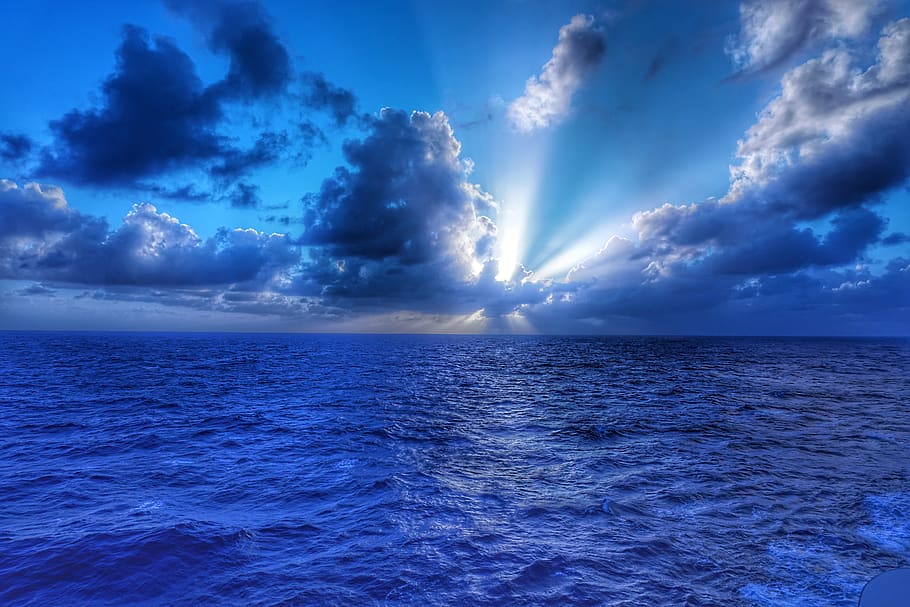 caribbean sea, sky, water, cloud - sky, horizon over water HD wallpaper