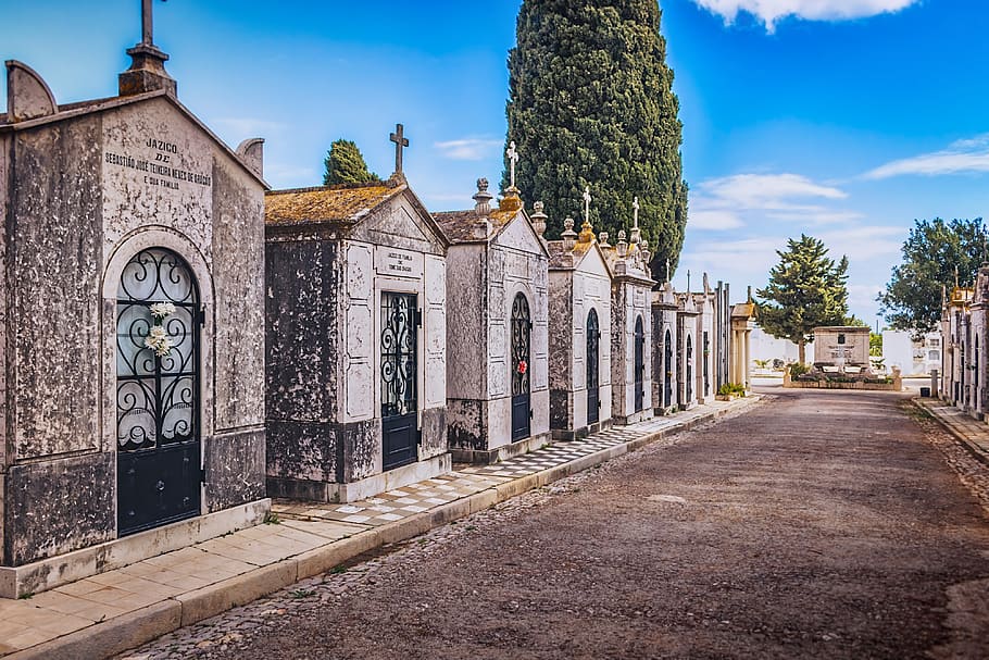 cemetery, tombs, architecture, sky, urban, built structure HD wallpaper