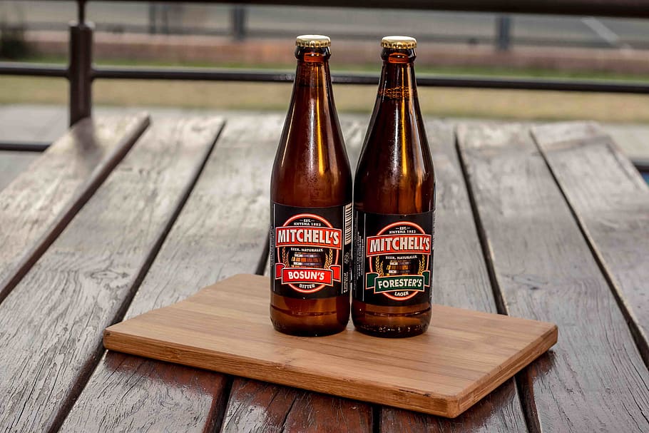 two Mitchell's bottles on tray, beverage, alcohol, drink, beer HD wallpaper