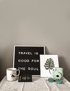 Teal Fujifilm Instax Mini Camera Near White Ceramic Mug, adventure HD wallpaper