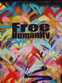Free Humanity text, graffiti, art, painting, mural, wall, justice HD wallpaper
