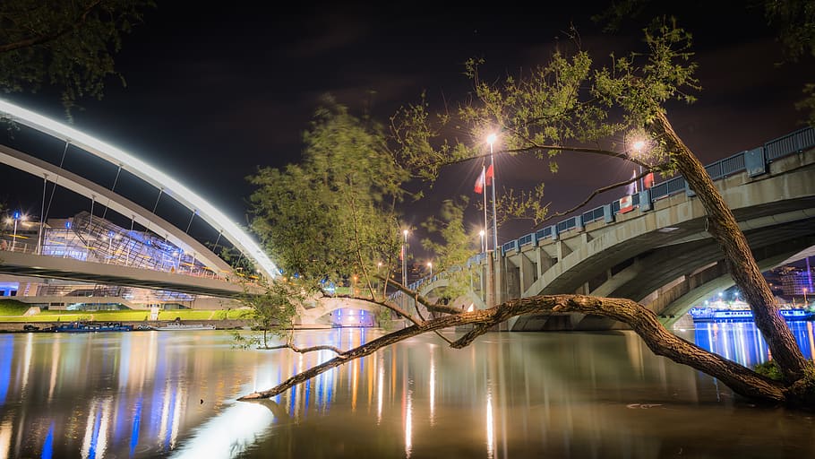 illuminated, architecture, built structure, water, night, bridge HD wallpaper
