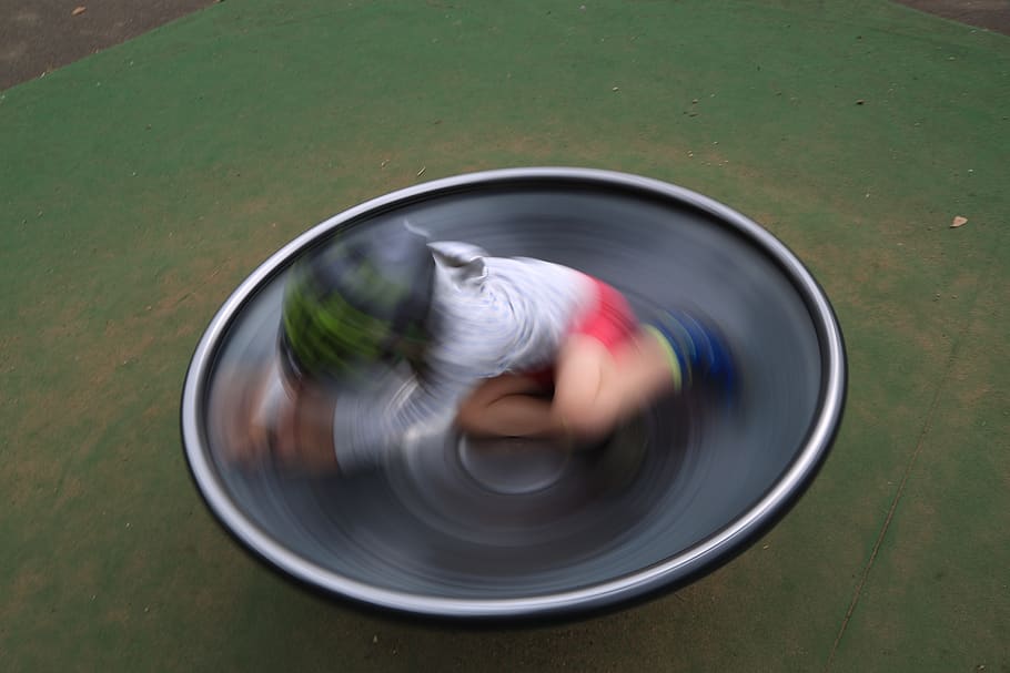 child, roundabout, blurred motion, spinning, high angle view HD wallpaper