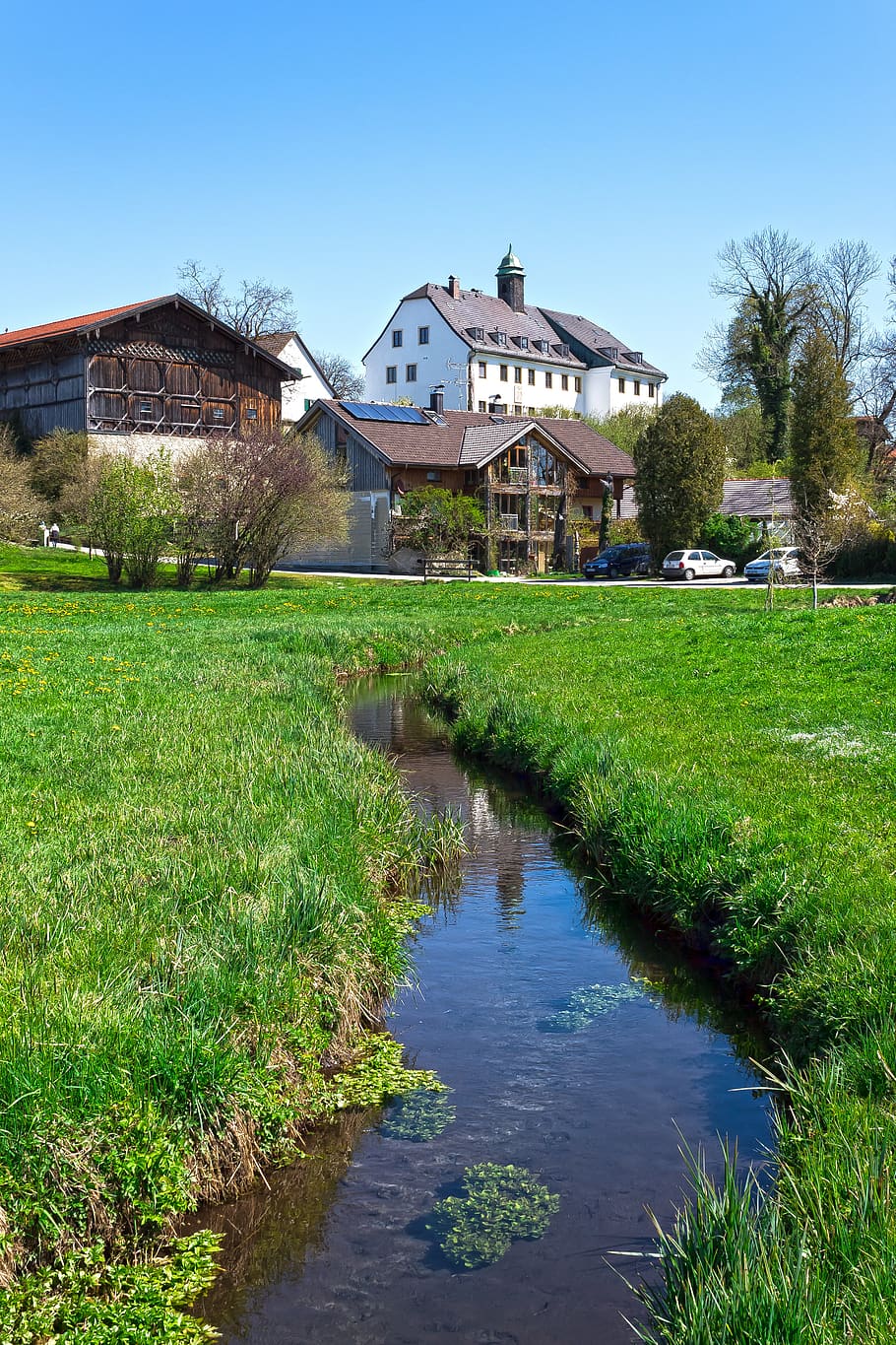bach, castle, architecture, old, building, houses, village HD wallpaper