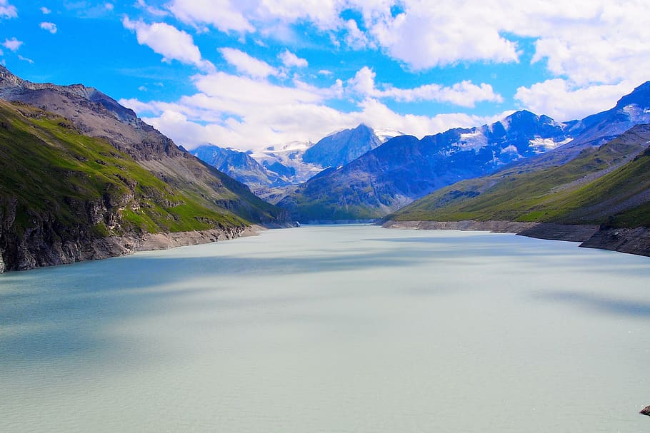 water tank, dam, alps, tranquil scene, beauty in nature, scenics - nature HD wallpaper