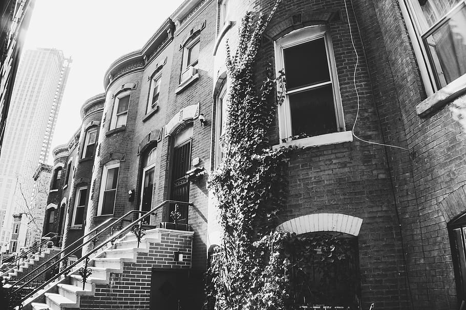 bricked building during daytime, banister, handrail, urban, town HD wallpaper