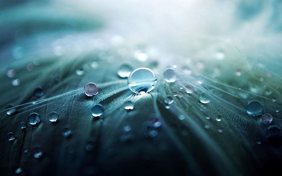 Water Droplets on Gray Textile, art, blur, bubble, clean, clear HD wallpaper