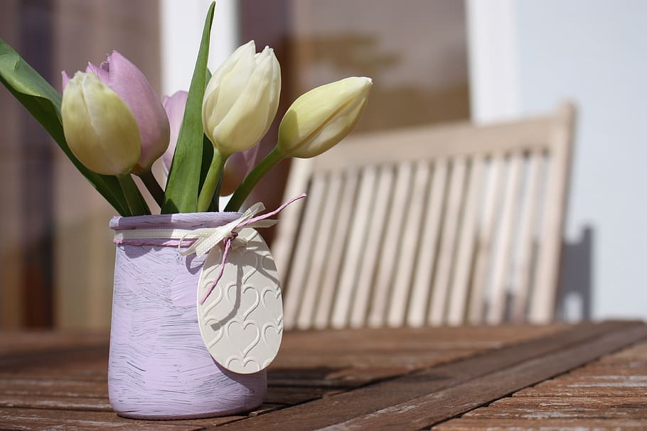 flower, wood, table, woods, nature, vase, ornament, easter HD wallpaper